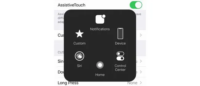 Кнопки 'Общие', 'Доступность' и 'AssistiveTouch' в приложении настроек iOS